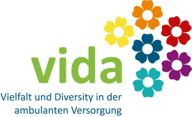 logo mit bunten Blumen - vida Wir pflegen Vielfalt