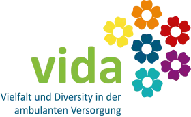 logo mit bunten Blumen - vida Wir pflegen Vielfalt